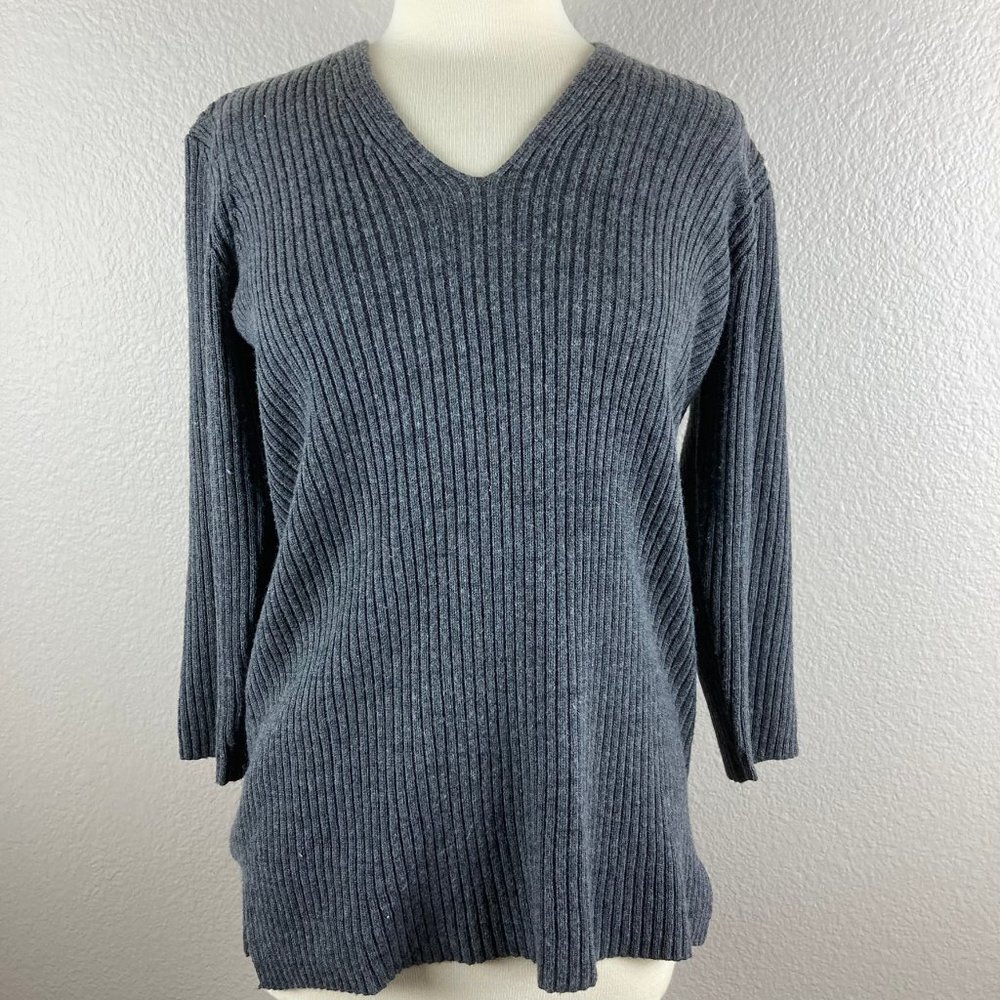 Real Clothes Saks Fifth Avenue Silk & Cashmere 3/4 Sleeve Sweater - L